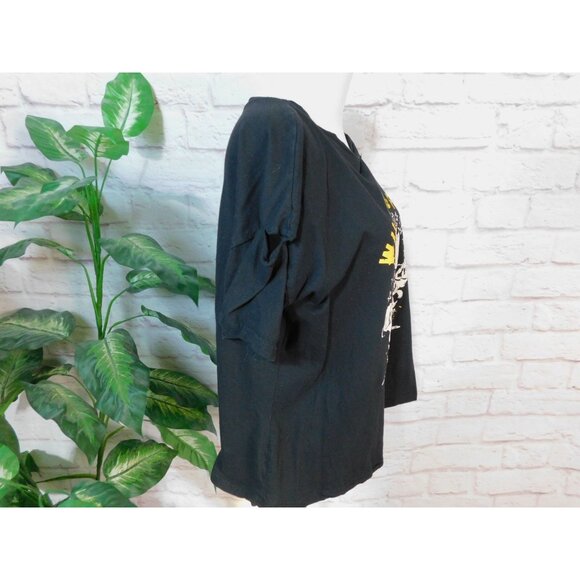 Wild And Free Death Soul Skull Graphic Black T-Shirt L Black Cold Shoulder - Picture 7 of 11